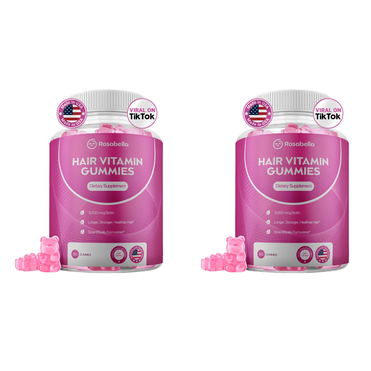 Rosabella Biotin Gummies (5000mg) for Hair, Skin & Nails Growth-