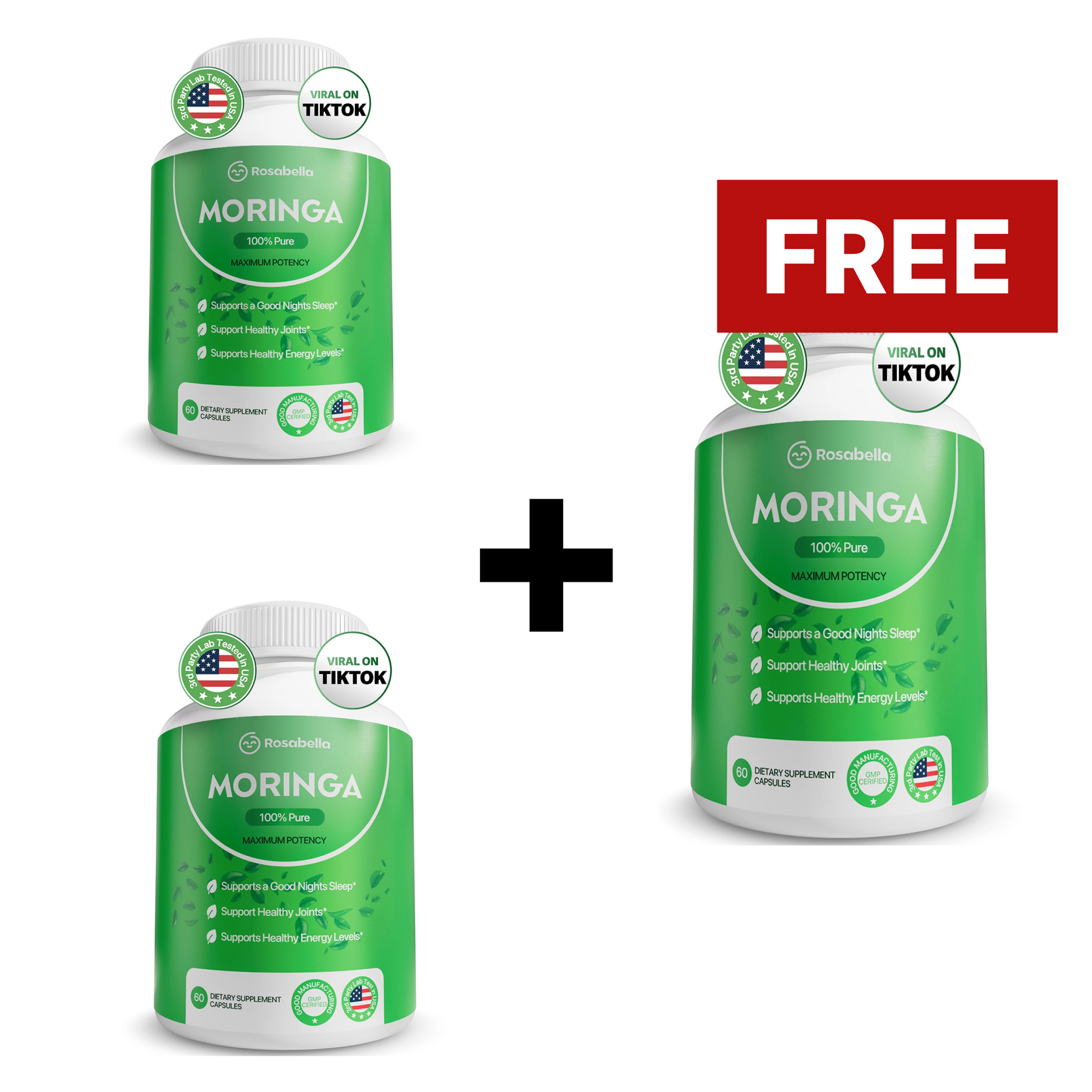Rosabella Moringa Powder Capsules BOGO+