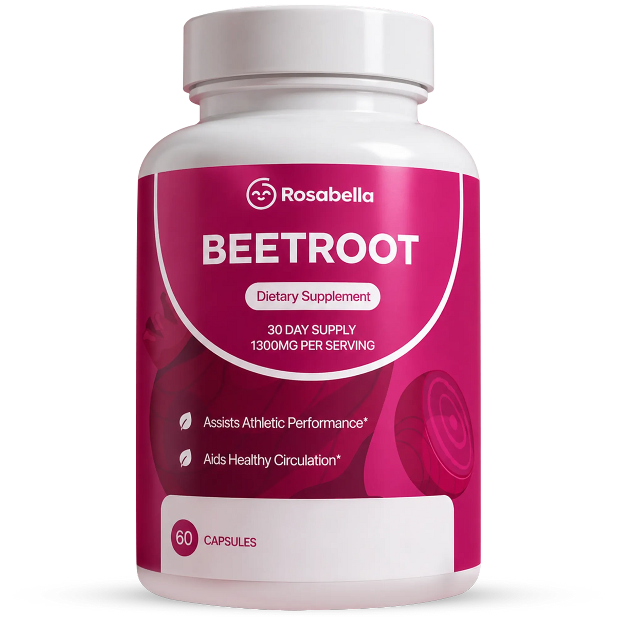 Rosabella beetroot capsules, 1,300 mg of organic beetroot per serving