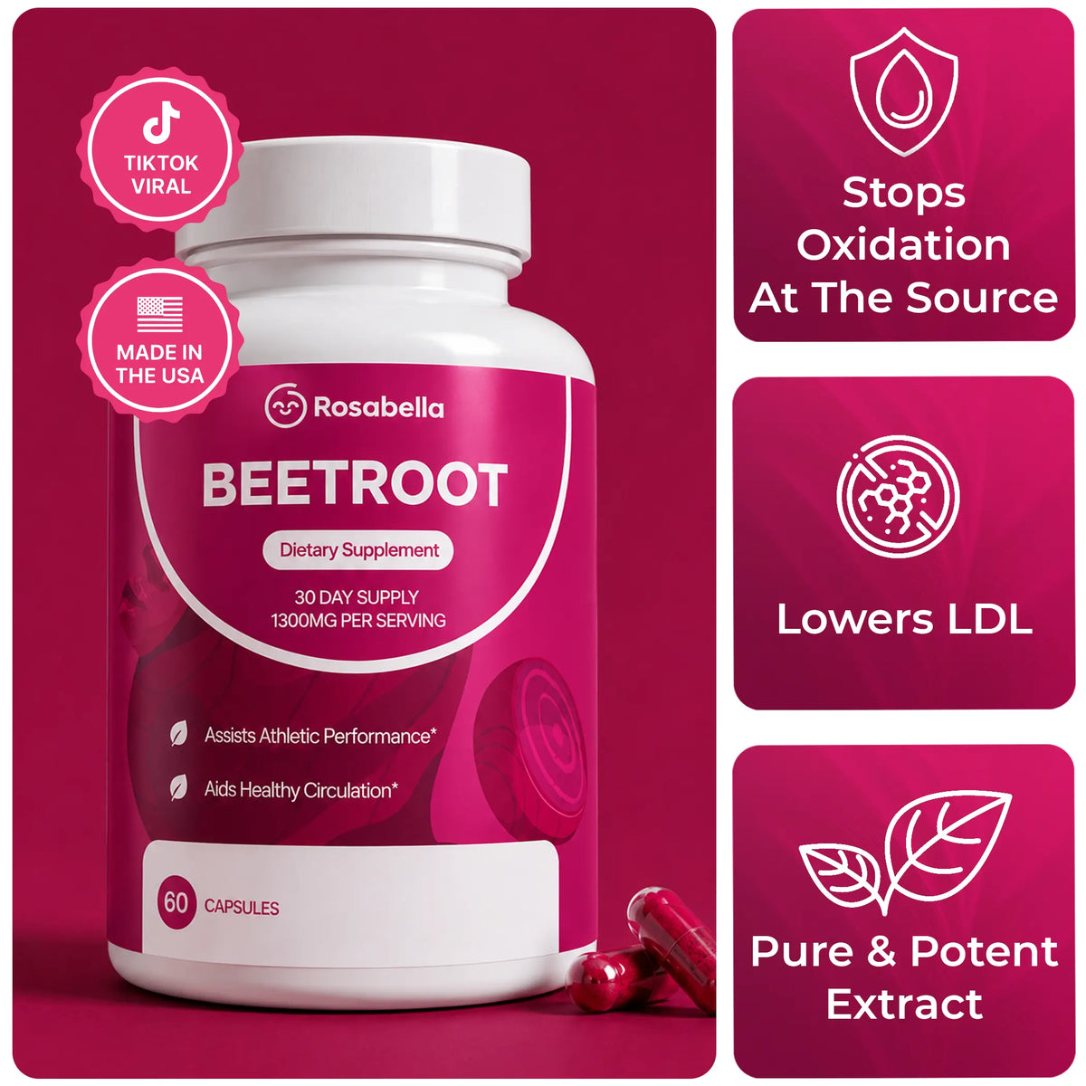 Rosabella Organic Beetroot Capsules Bogo