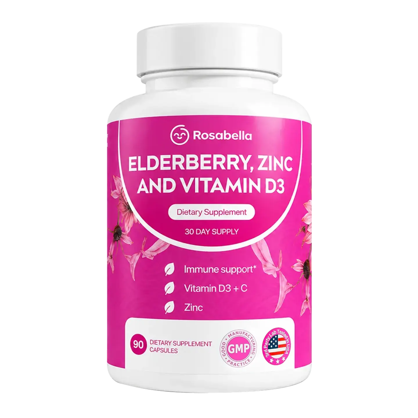 Rosabella Elderberry, Zinc & Vitamin D3 Capsules