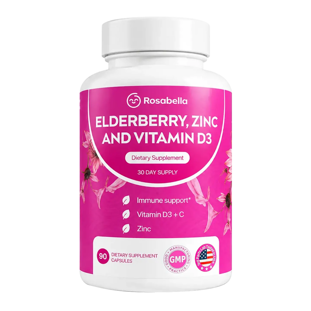 Rosabella Elderberry, Zinc & Vitamin D3 Capsules