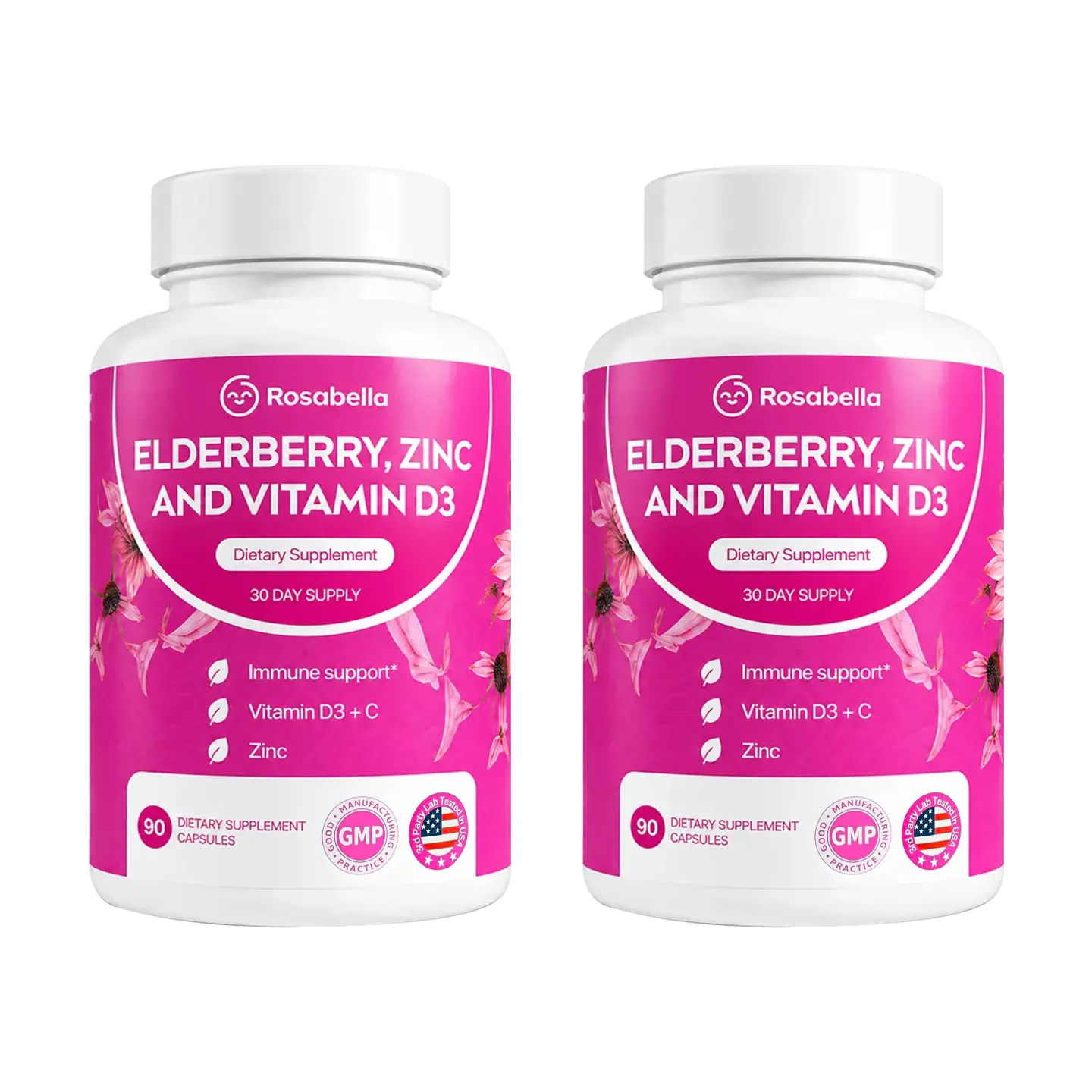 Rosabella Elderberry, Zinc & Vitamin D3 Capsules