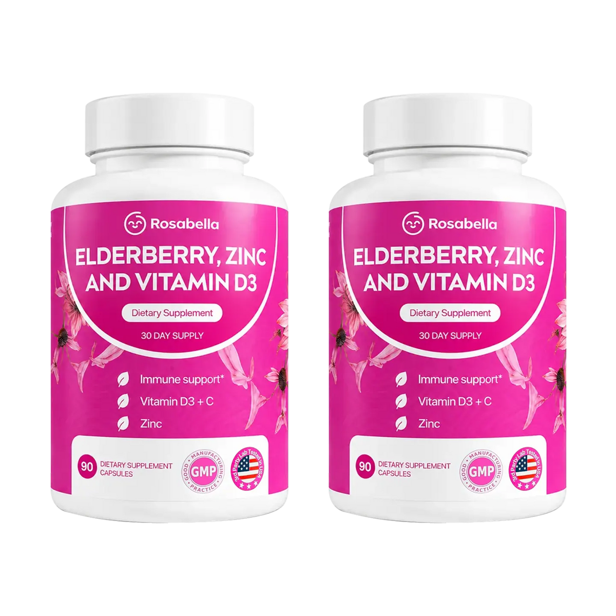 Rosabella Elderberry, Zinc & Vitamin D3 Capsules