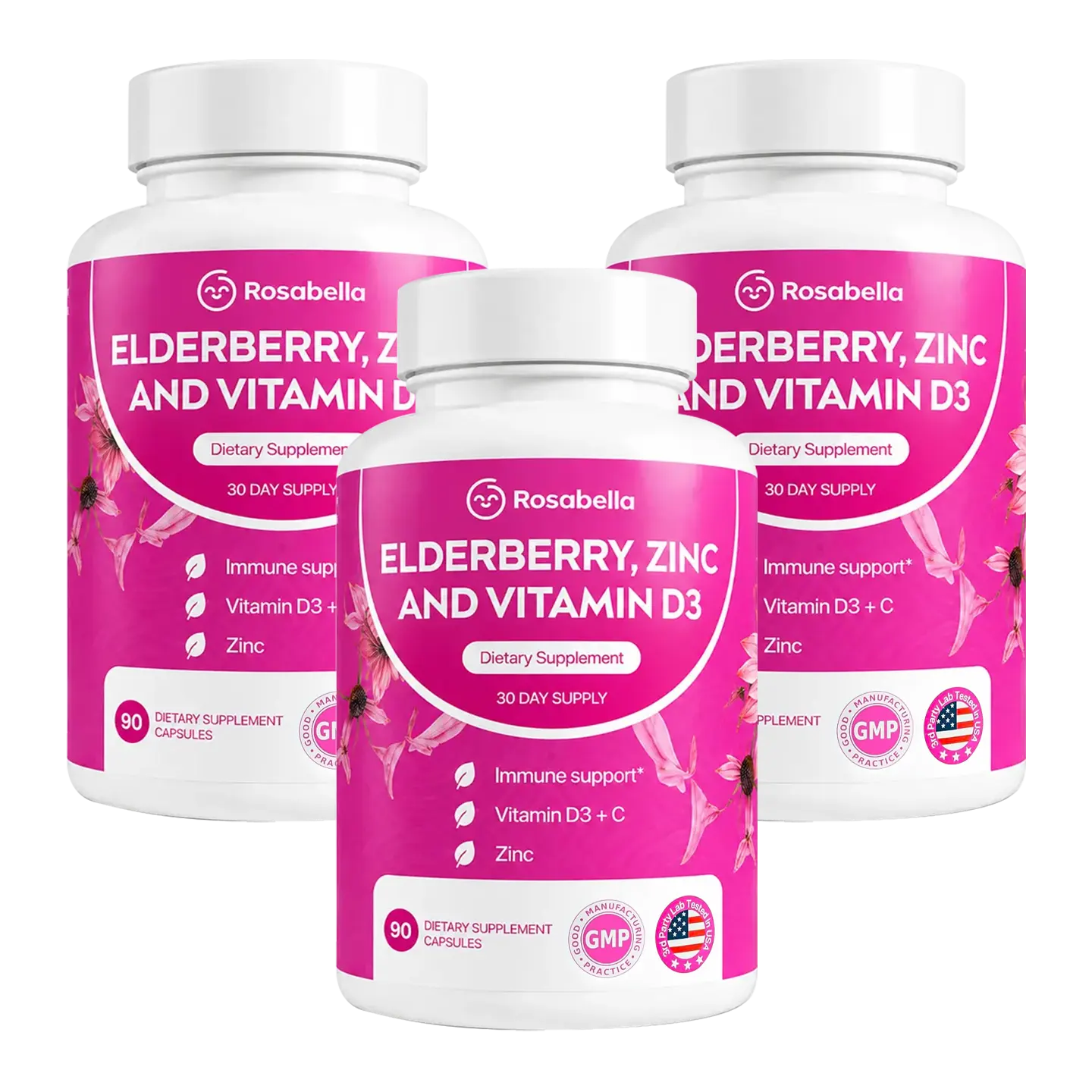 Rosabella Elderberry, Zinc & Vitamin D3 Capsules