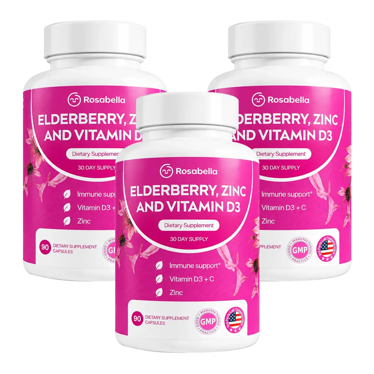 Rosabella Elderberry, Zinc & Vitamin D3 Capsules