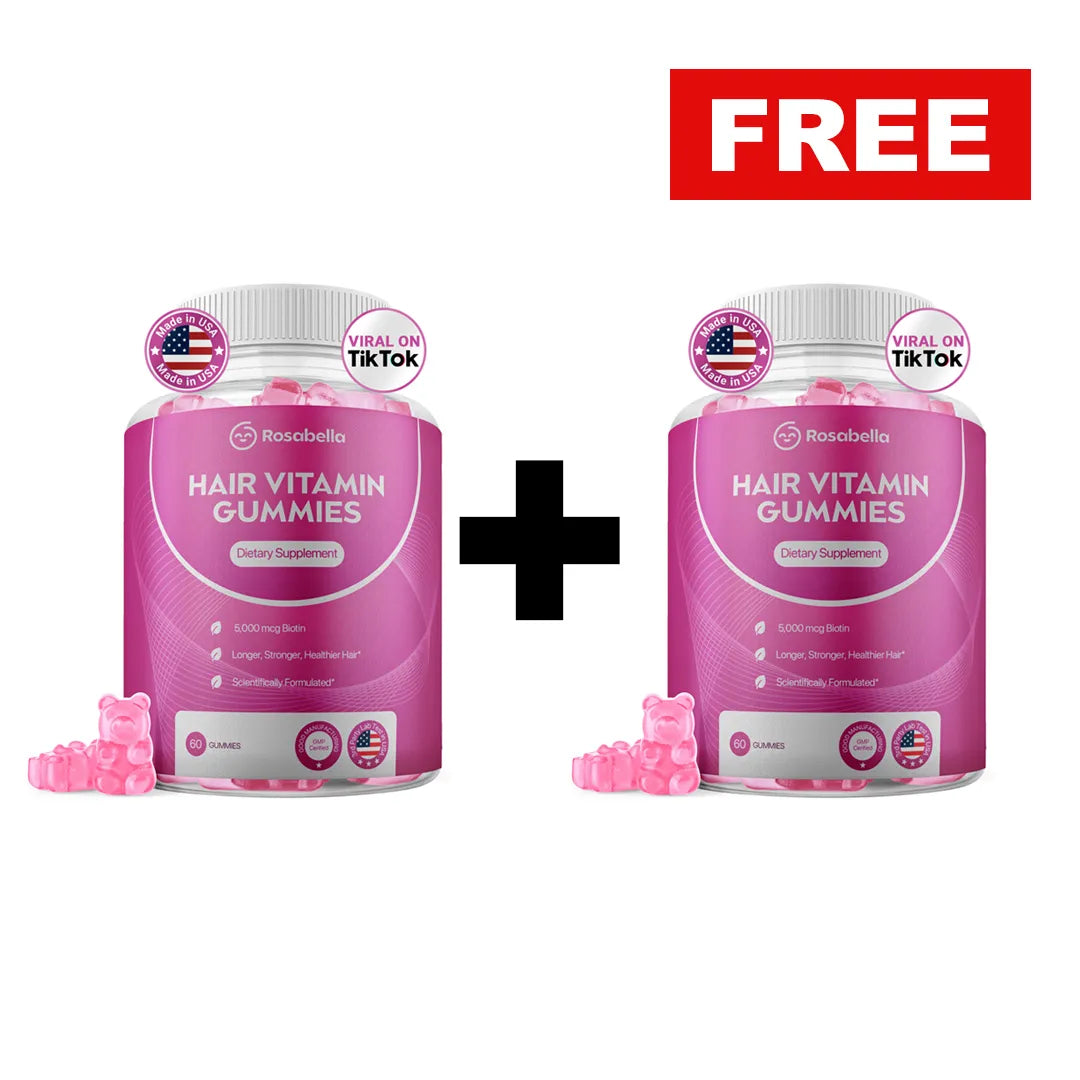 Rosabella Biotin Gummies (5000mg) for Hair, Skin & Nails Growth BOGO+