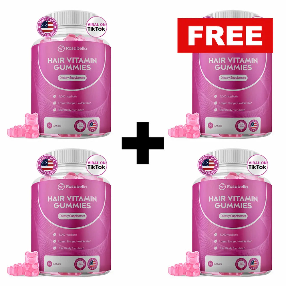 Rosabella Biotin Gummies (5000mg) for Hair, Skin & Nails Growth BOGO+