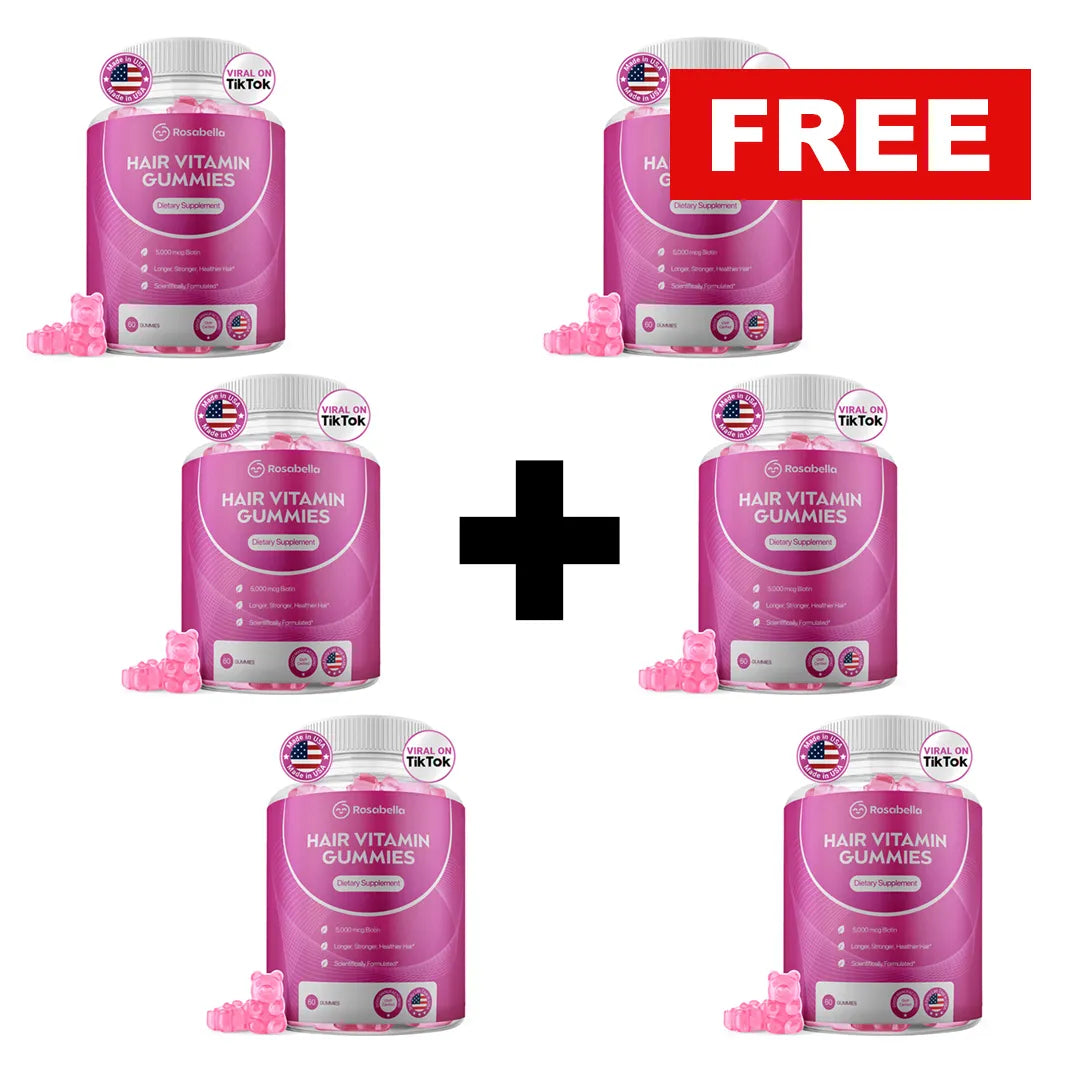 Rosabella Biotin Gummies (5000mg) for Hair, Skin & Nails Growth BOGO+