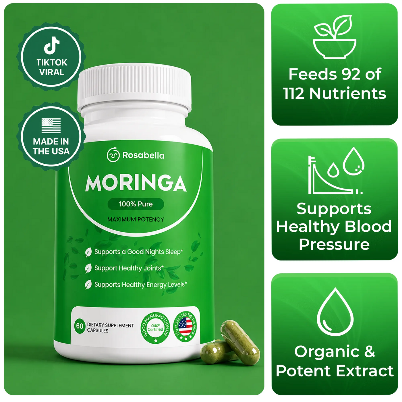 Rosabella Moringa Powder Capsules