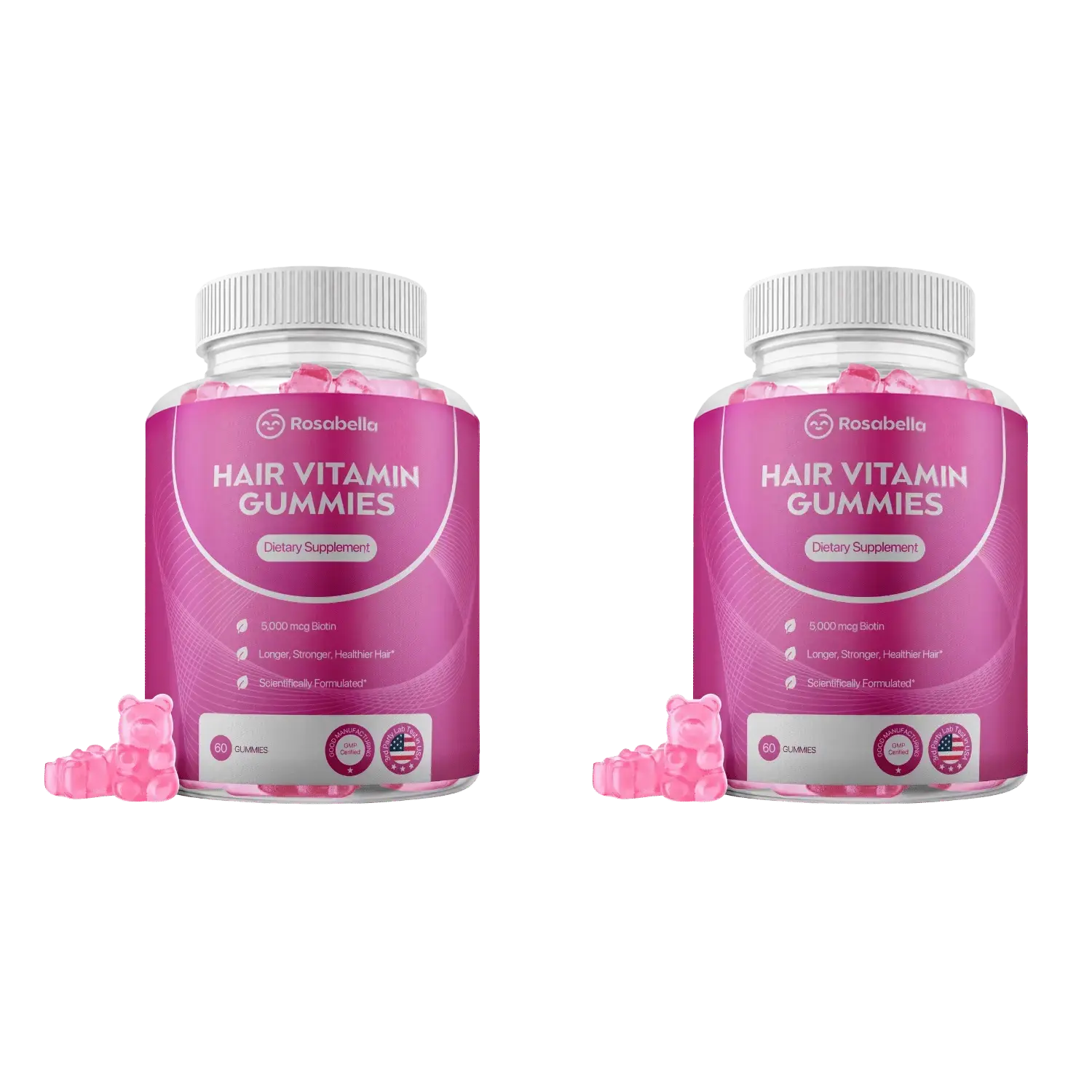 Rosabella Biotin Gummies (5000mg) for Hair, Skin & Nails Growth-