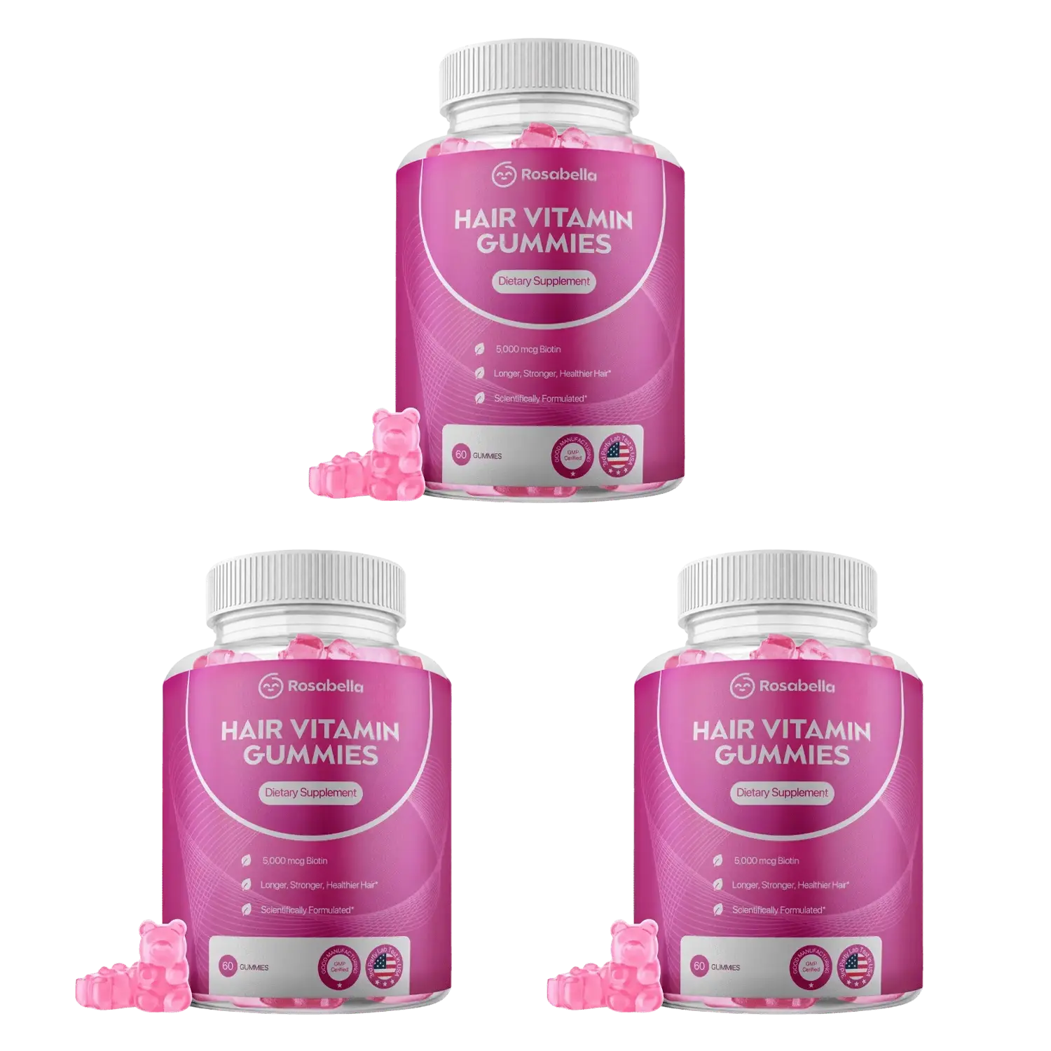 Rosabella Biotin Gummies (5000mg) for Hair, Skin & Nails Growth-