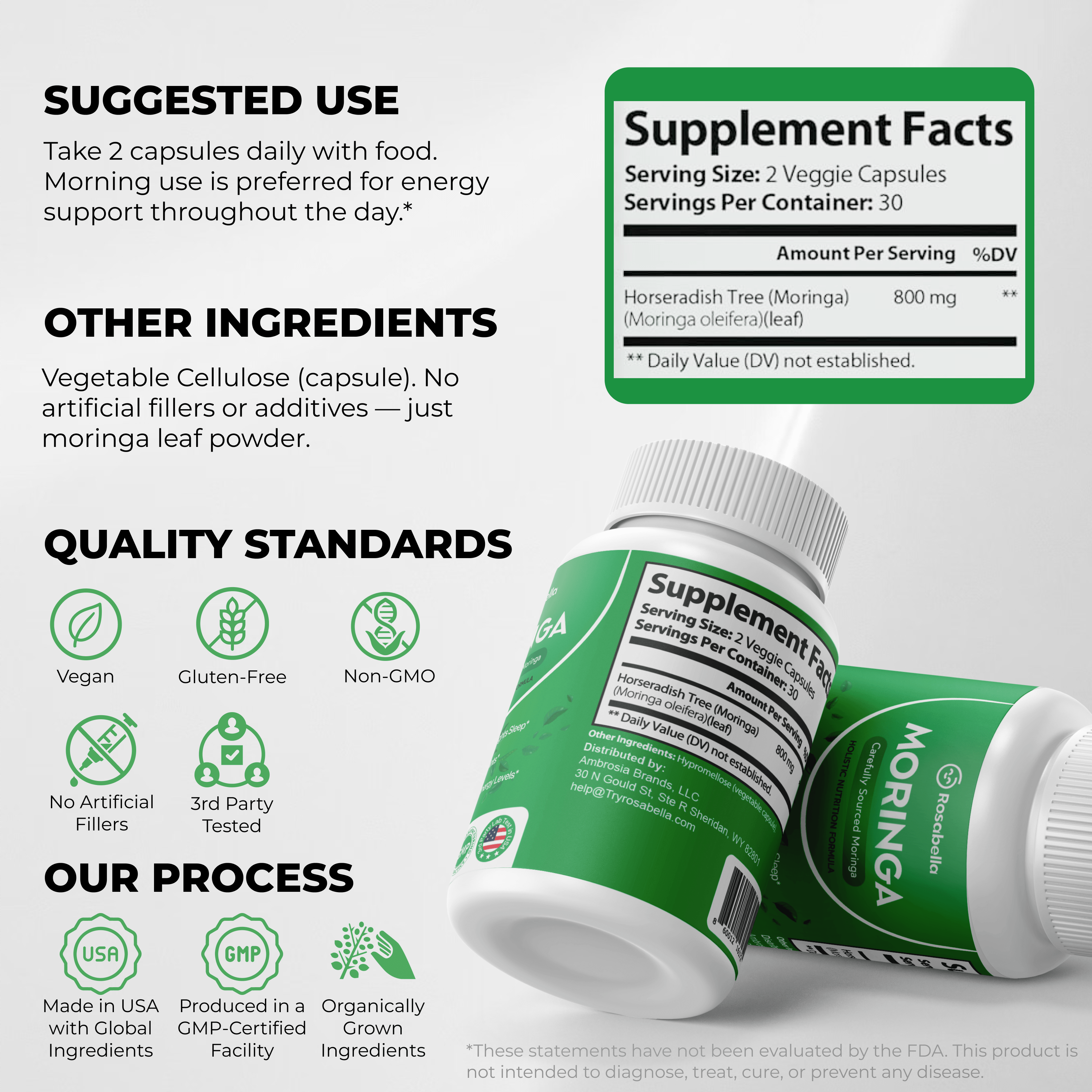 Rosabella Moringa Powder Capsules BOGO+