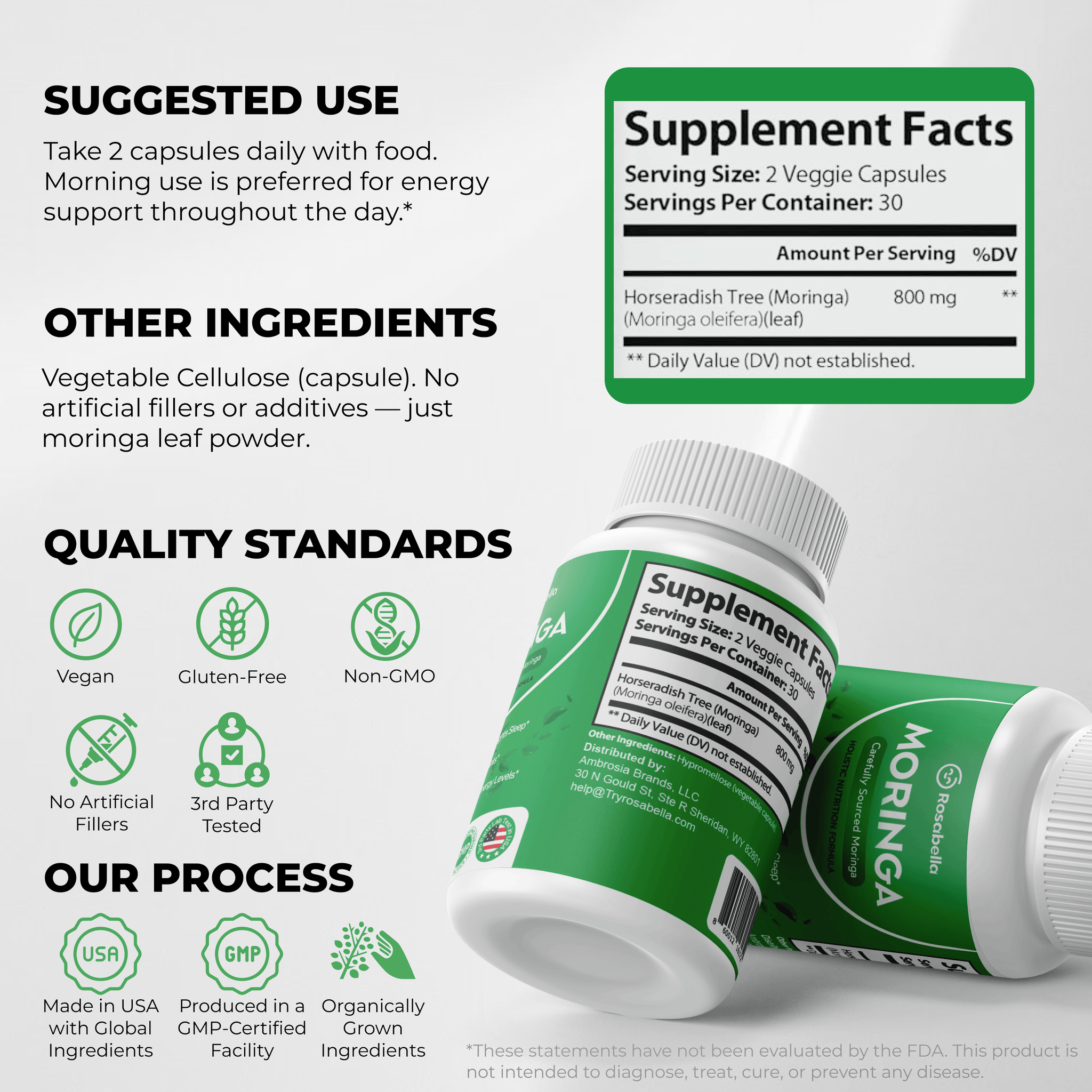 Rosabella Moringa Powder Capsules BOGO+